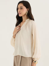 Load image into Gallery viewer, Beige V neck top
