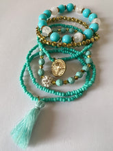 Load image into Gallery viewer, Pack of 6 Aqua Bracelets
