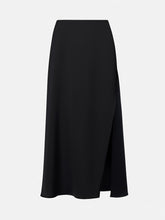 Load image into Gallery viewer, Silk midi skirt with slit | Black
