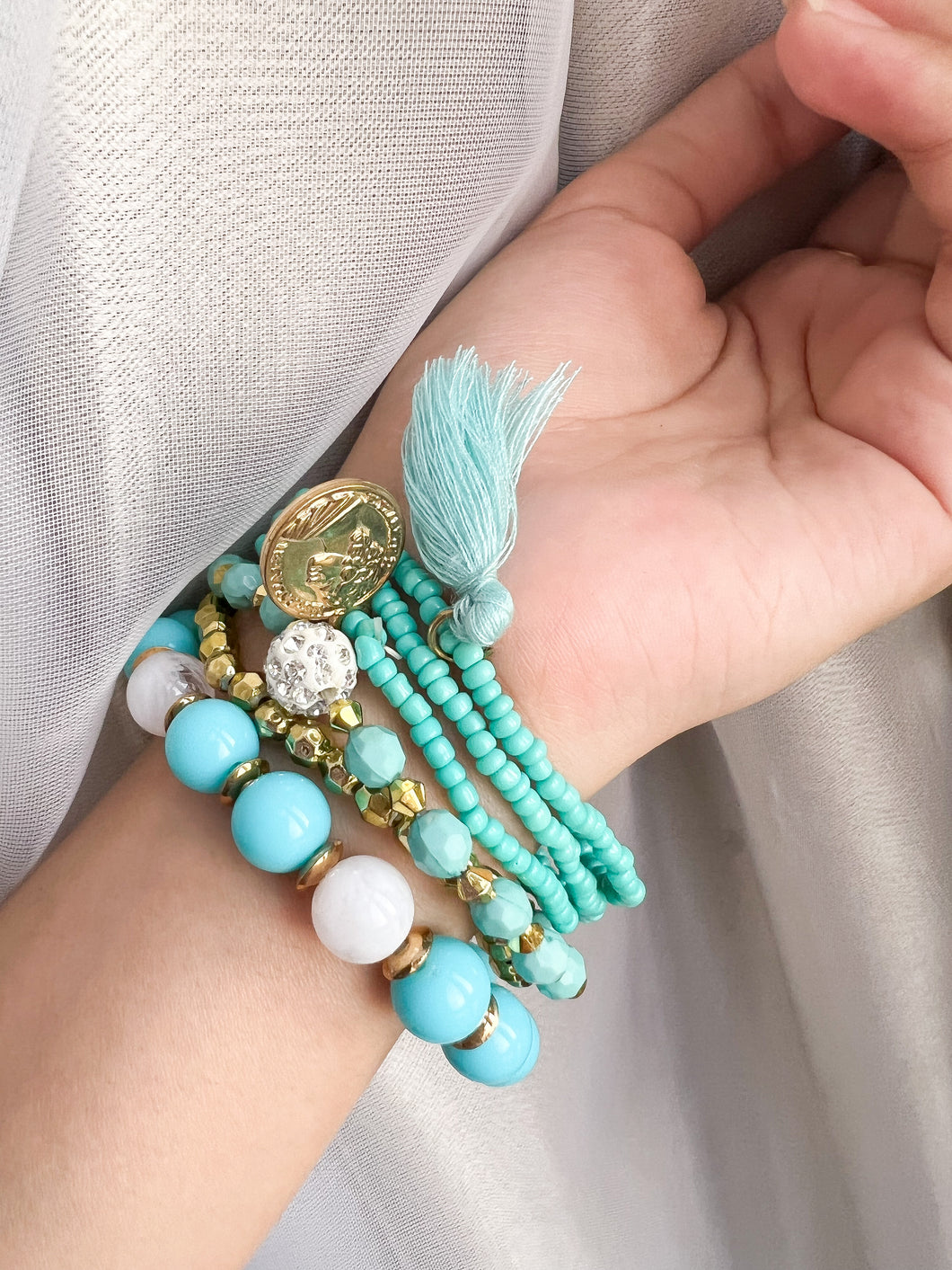 Pack of 6 Aqua Bracelets