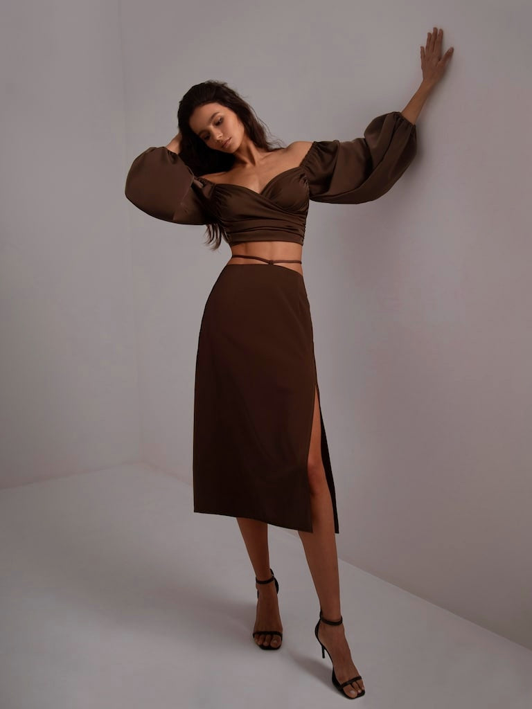Chocolate Brown Skirt Outfit