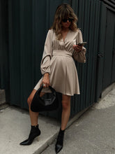 Load image into Gallery viewer, Wrap beige dress
