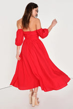 Load image into Gallery viewer, Red off shoulder dress
