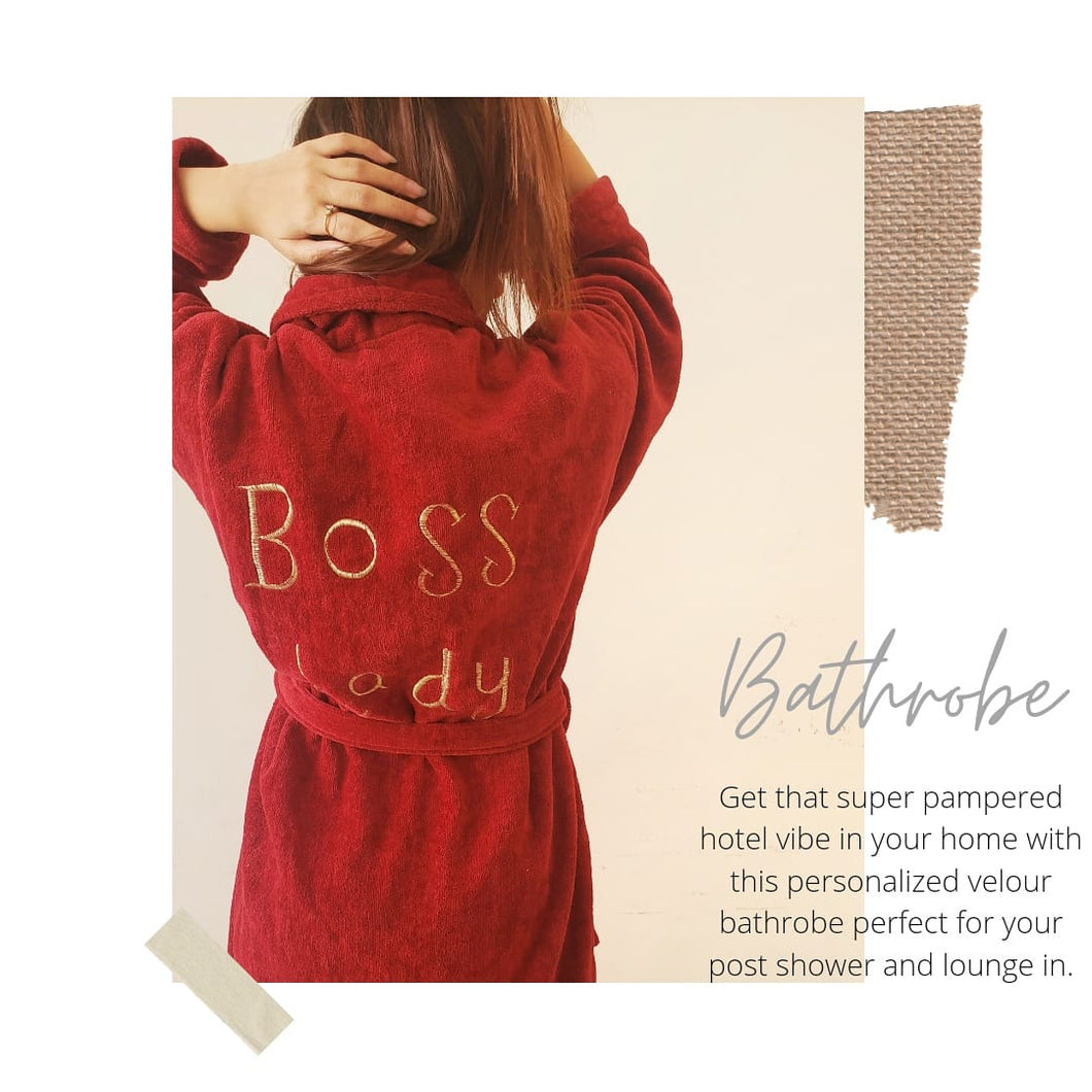 Velour customized bathrobe