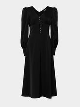 Load image into Gallery viewer, Button embellished silk midi dress
